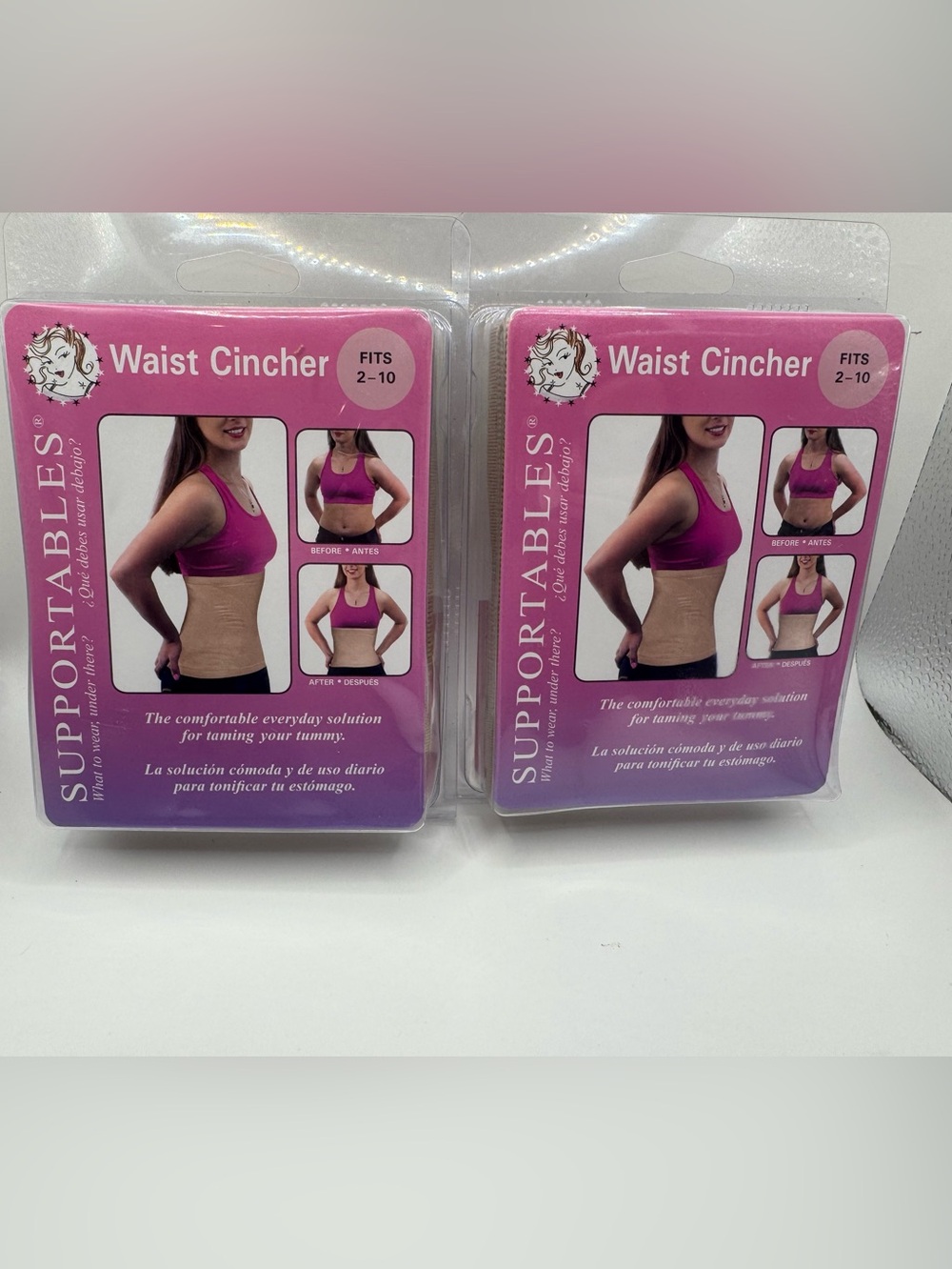 Supportables - TWO Waist Cinchers Midriff Tummy Control - Beige/Nude Fits 2 - 10